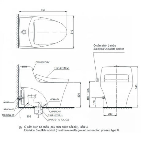 Bon Cau dien Tu TOTO MS823CDRW23 Nap Washlet TCF47360GAA S7 Giấu Day