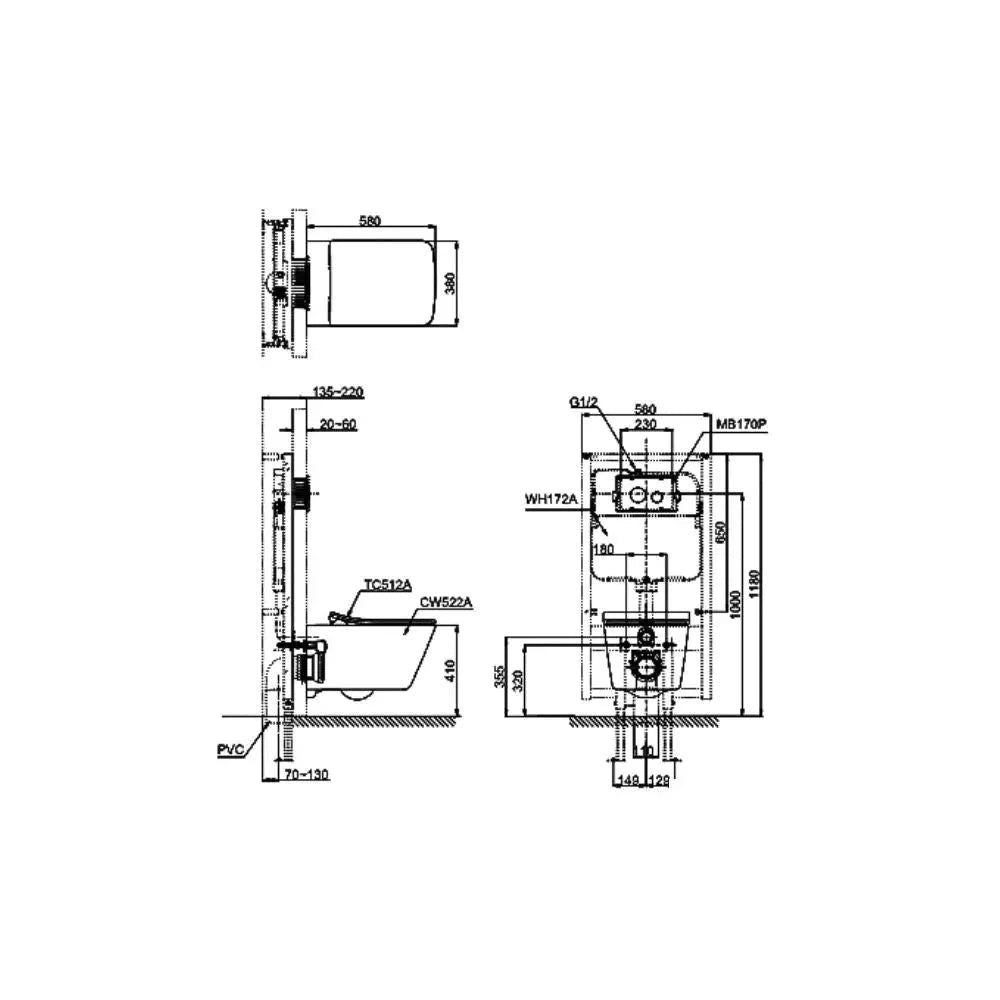 Bàn cầu treo tường CW522A TC512A | Thiết Bị Vệ Sinh TOTO