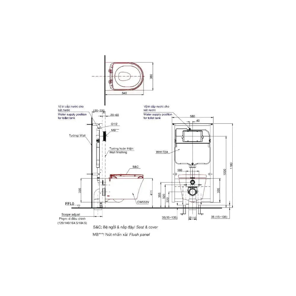 Bàn Cầu Treo Tường CW553#XW TCF34320GAA#NW1 WH172A | Thiết Bị Vệ Sinh …