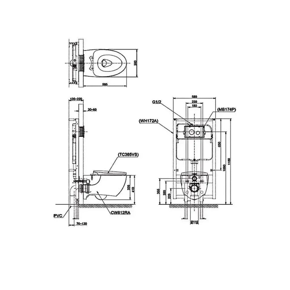 Bàn cầu treo tường CW812RA#W TCF24410AAA#NW1 | Thiết Bị Vệ Sinh TOTO