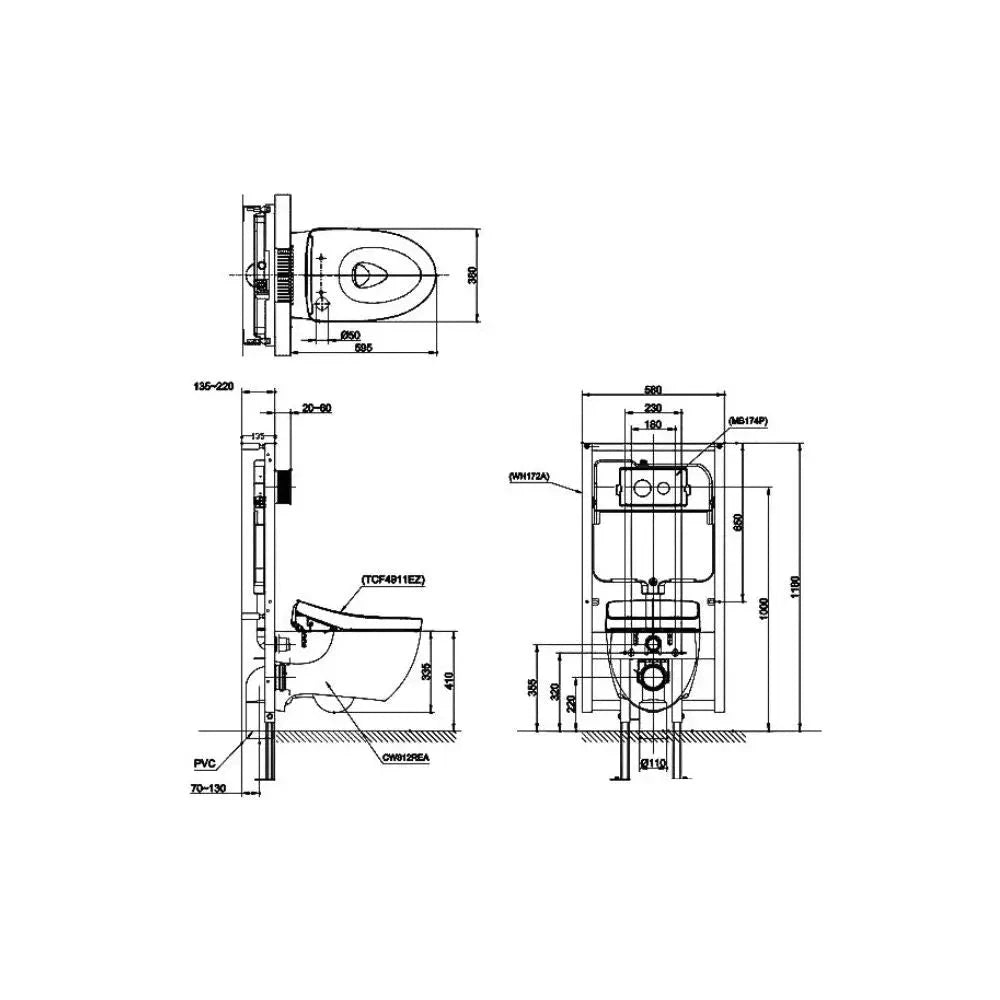 Bàn cầu treo tường CW812REA#W TCF23460AAA#NW1 WH172AT TCA465 | Thiết B…
