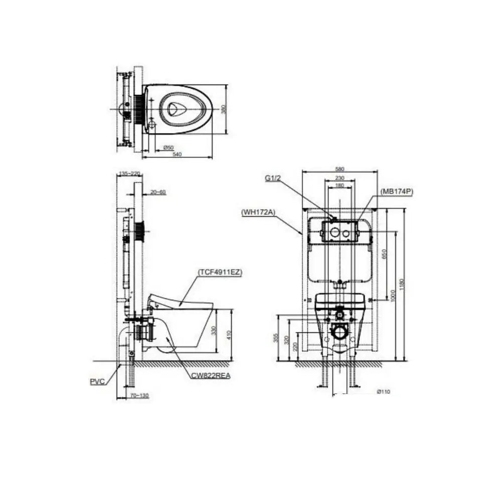 Bàn cầu treo tường CW822REA#W | Thiết Bị Vệ Sinh TOTO