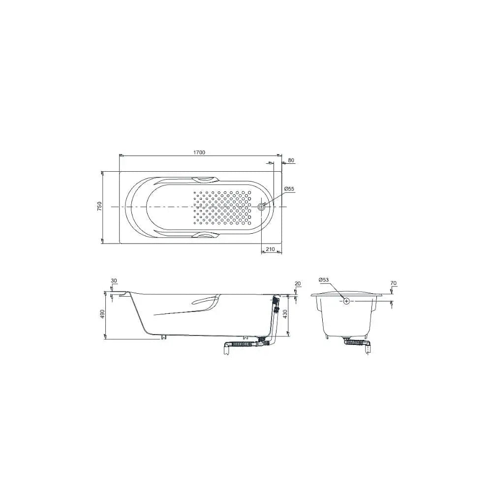 Bồn tắm nằm xây FBY1720NHPE DB505R-2B | Thiết Bị Vệ Sinh TOTO