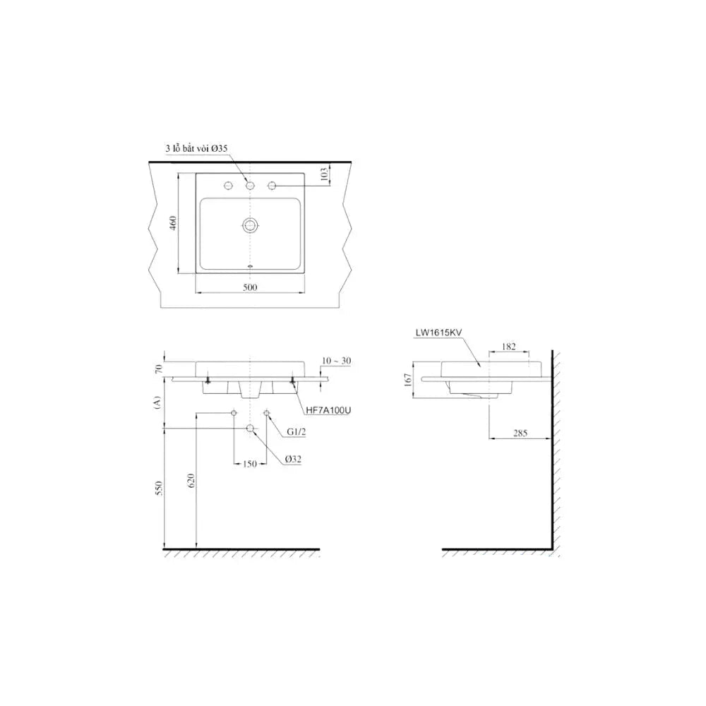 Lt1615K#Xw Lavabo Đặt Trên Bàn