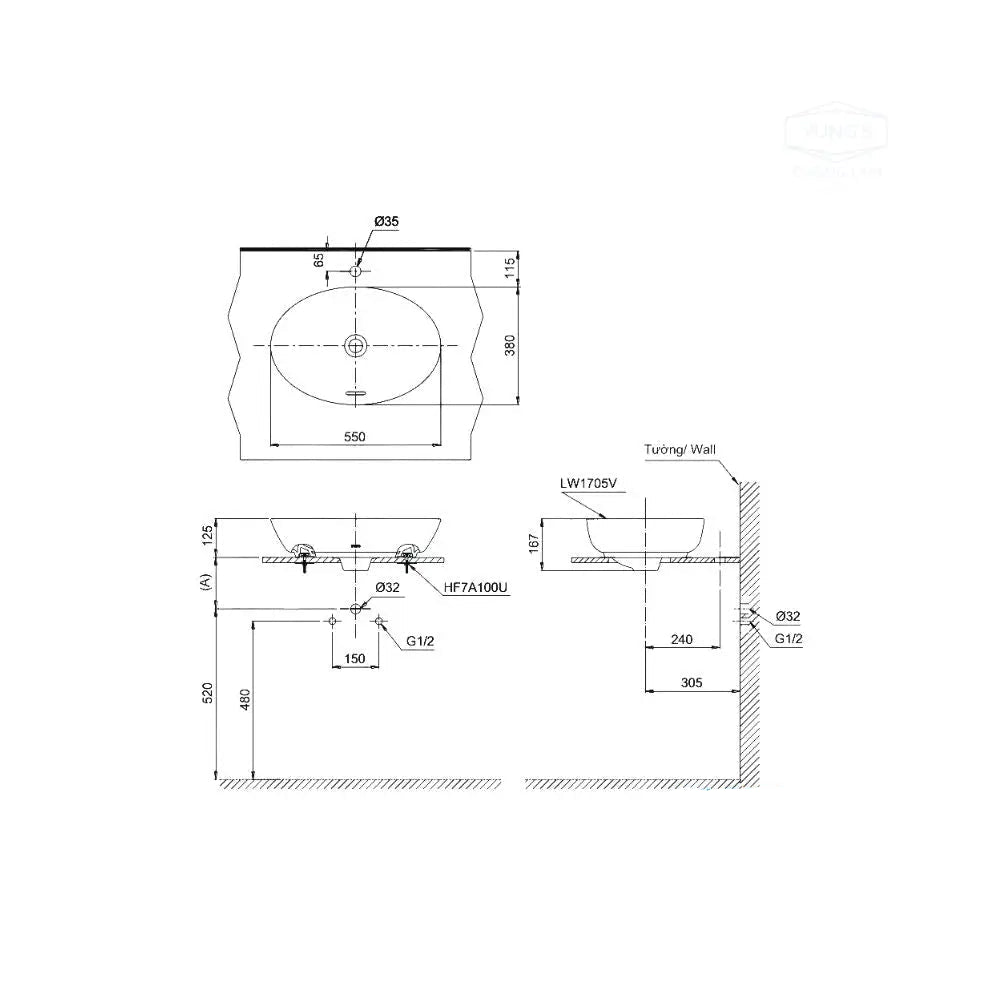 Lt1705#Xw Lavabo Đặt Trên Bàn