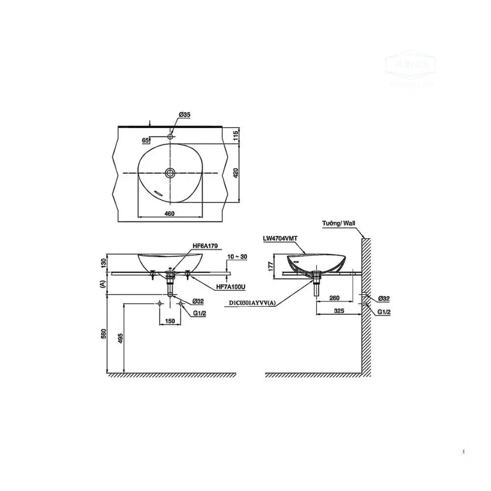 Lt4704Mtg17#Cmw Lavabo Đặt Trên Bàn