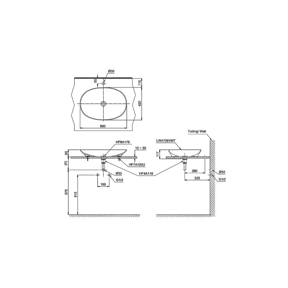 Lt4706Mt#Cmw Lavabo Đặt Trên Bàn