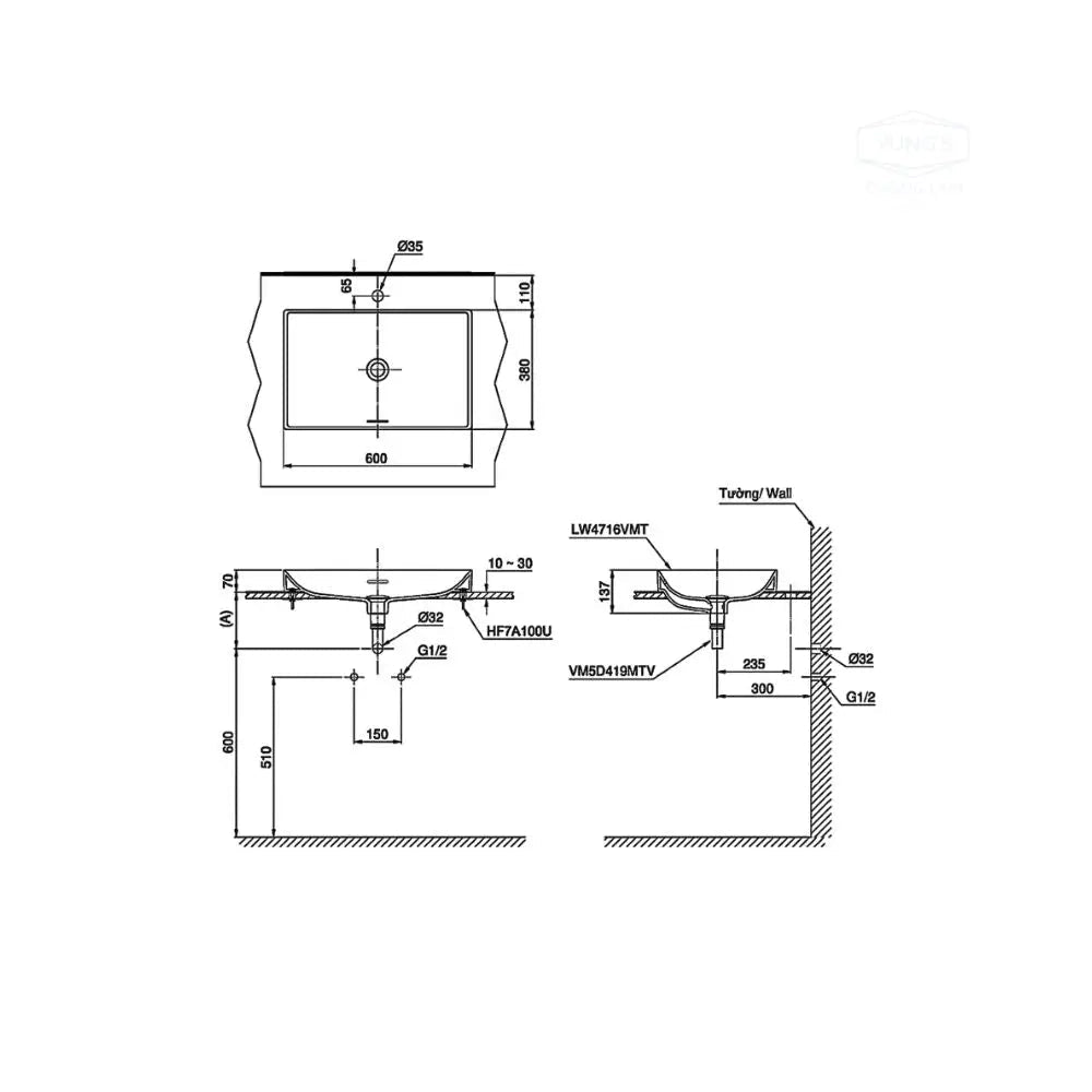 Lt4716Mtg19#Cmw Lavabo Đặt Trên Bàn