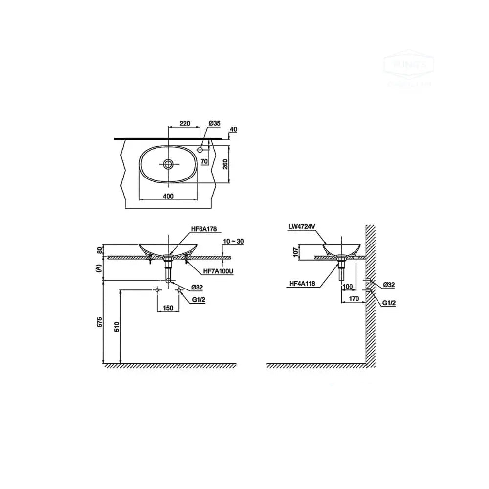 Lt4724#Xw Lavabo Đặt Trên Bàn