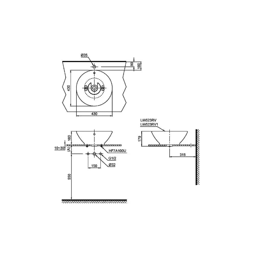Lt523S#Xw Lavabo Đặt Trên Bàn