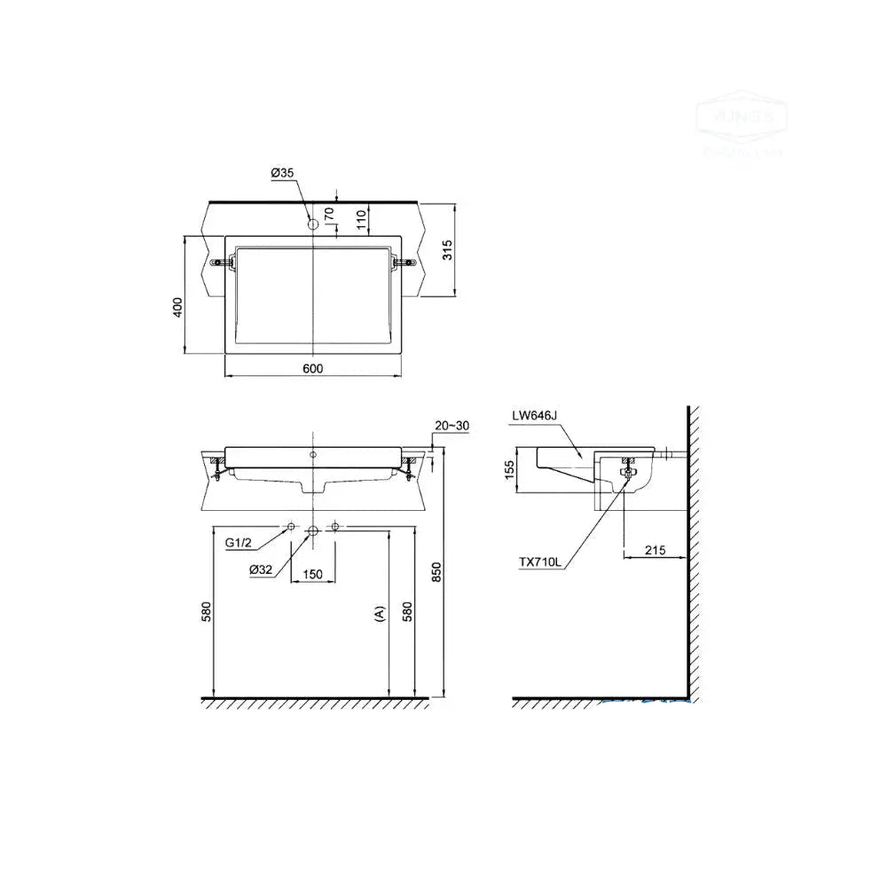 Lw646Jw/F#W Lavabo Bán Âm Bàn