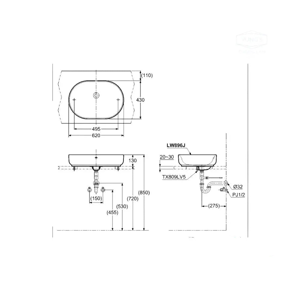 Lw896Jw/F#W Lavabo Đặt Trên Bàn