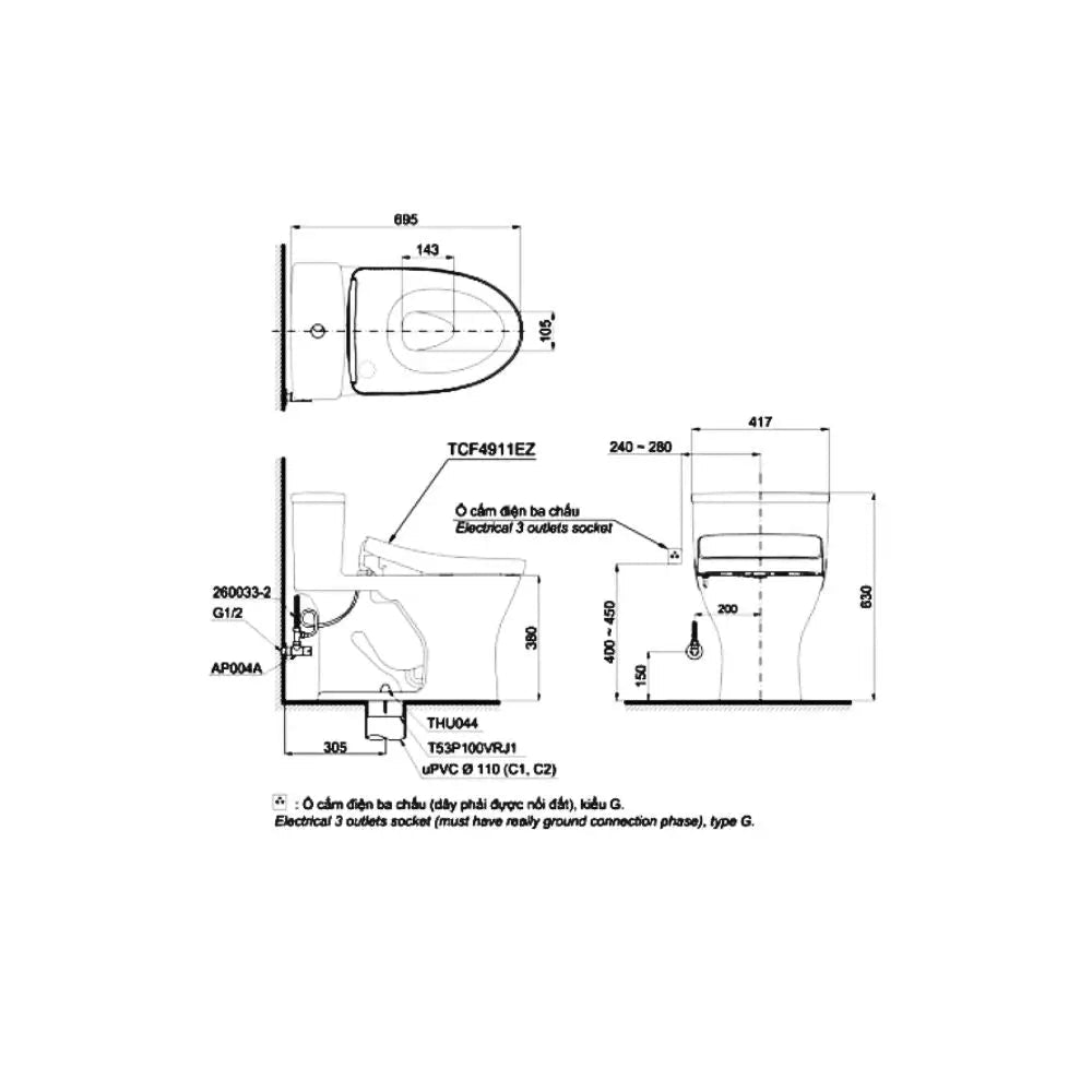 Ms855Cdw12#Xw Bàn Cầu Một Khối