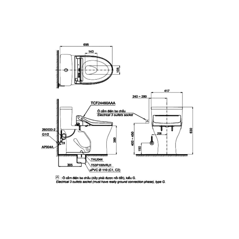 Ms855Cdw15#Xw Bàn Cầu Một Khối