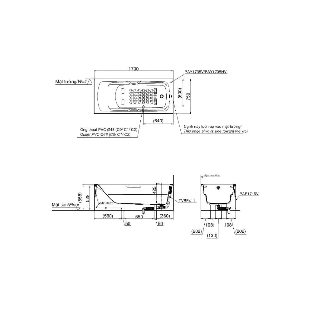 Pay1735Vc#W Tvbf411 Bồn Tắm Xây