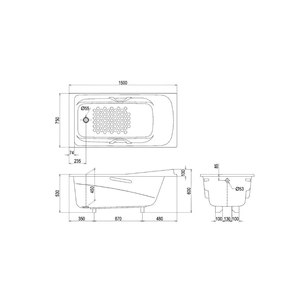 Bồn tắm ngọc trai có tay vịn PPY1560HPE#P DB501R-2B | Thiết Bị Vệ Sinh…