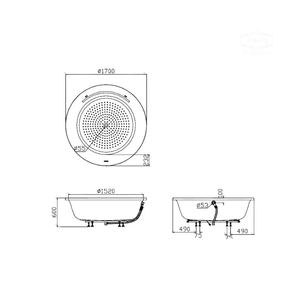 Bồn tắm nằm hình tròn xây PPY1720PTE#P | Thiết Bị Vệ Sinh TOTO