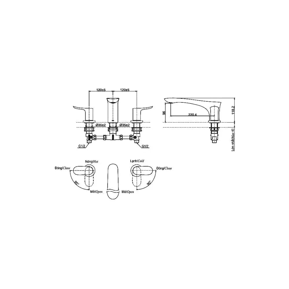 Vòi sen bồn tắm nóng lạnh TBG01202B | Thiết Bị Vệ Sinh TOTO