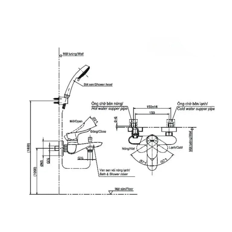Tbg01302Va Dgh104Zr Sen Tắm Gắn Tường