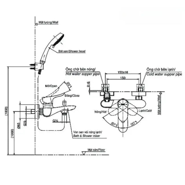 Tbg01302Va Tbw01010A Sen Tắm Gắn Tường