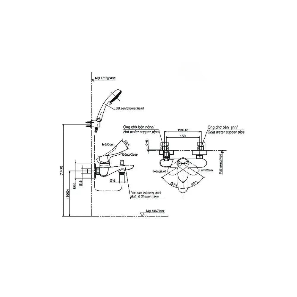 Tbg01302Va Tbw02006A Sen Tắm Gắn Tường