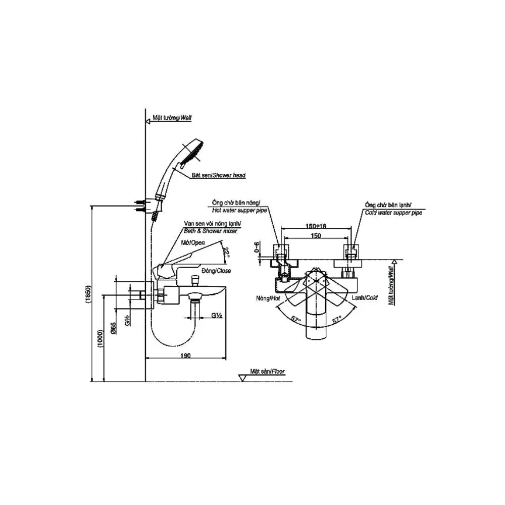 Tbg02302Va Dgh104Zr Sen Tắm Gắn Tường