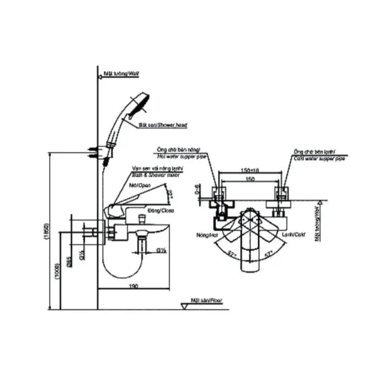 Tbg02302Va Tbw03002B Sen Tắm Gắn Tường