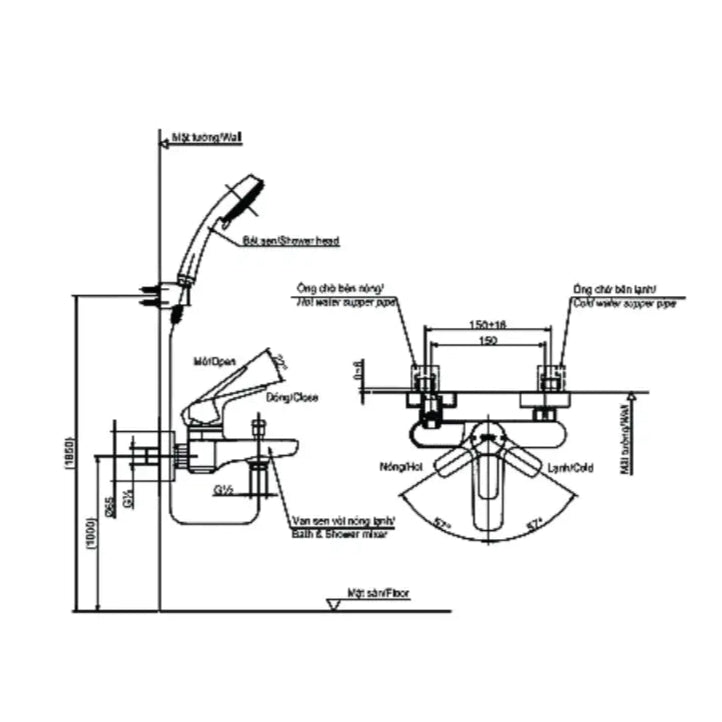 Tbg03302Va Tbw01008A Sen Tắm Gắn Tường