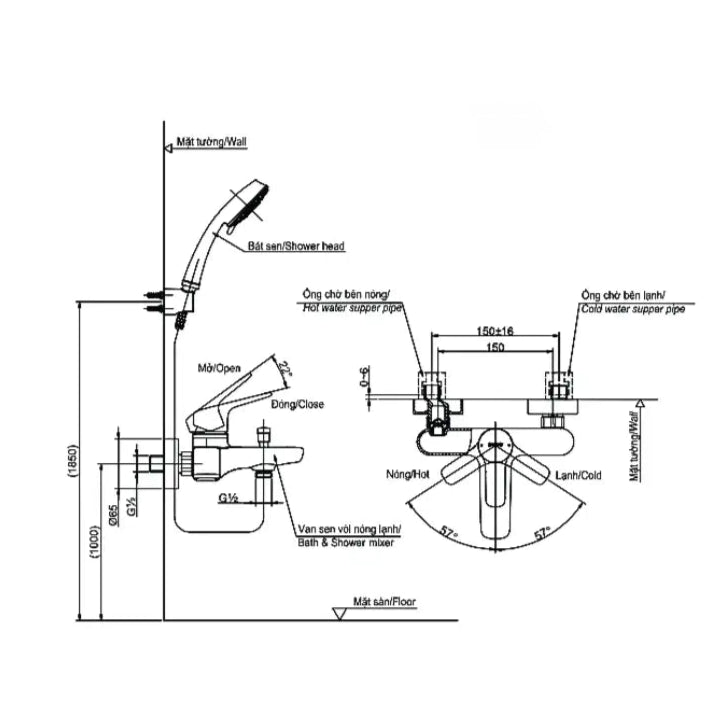 Tbg03302Va Tbw03002B Sen Tắm Gắn Tường