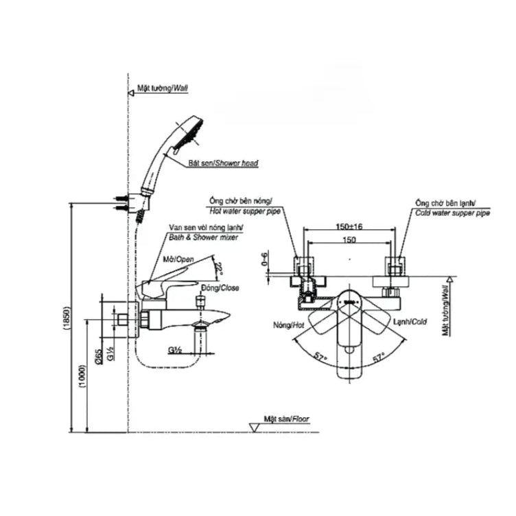 Tbg04302Va Tbw01008A Sen Tắm Gắn Tường