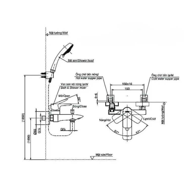 Tbg04302Va Tbw03002B Sen Tắm Gắn Tường