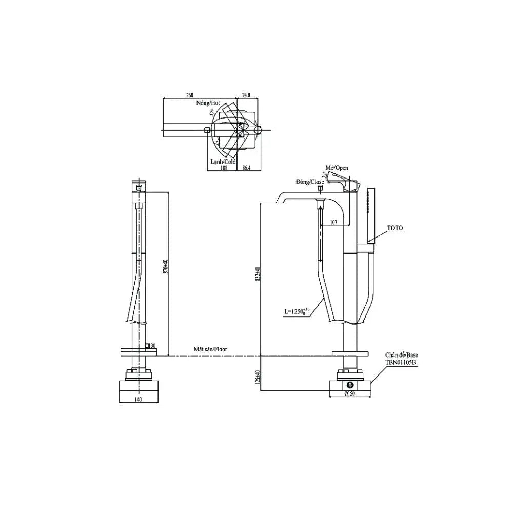 Vòi nước bồn tắm TBG08306A TBN01105B | Thiết Bị Vệ Sinh TOTO