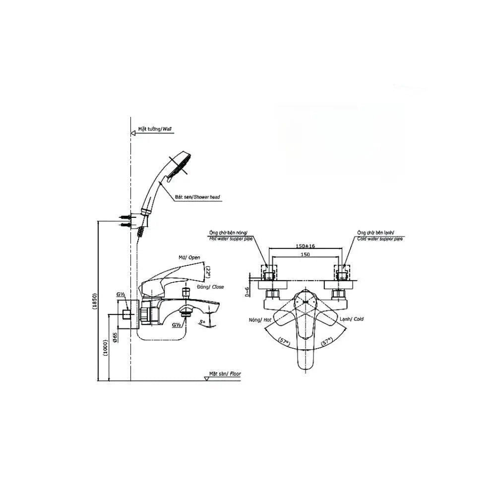 Tbg09302Va Sen Tắm Gắn Tường