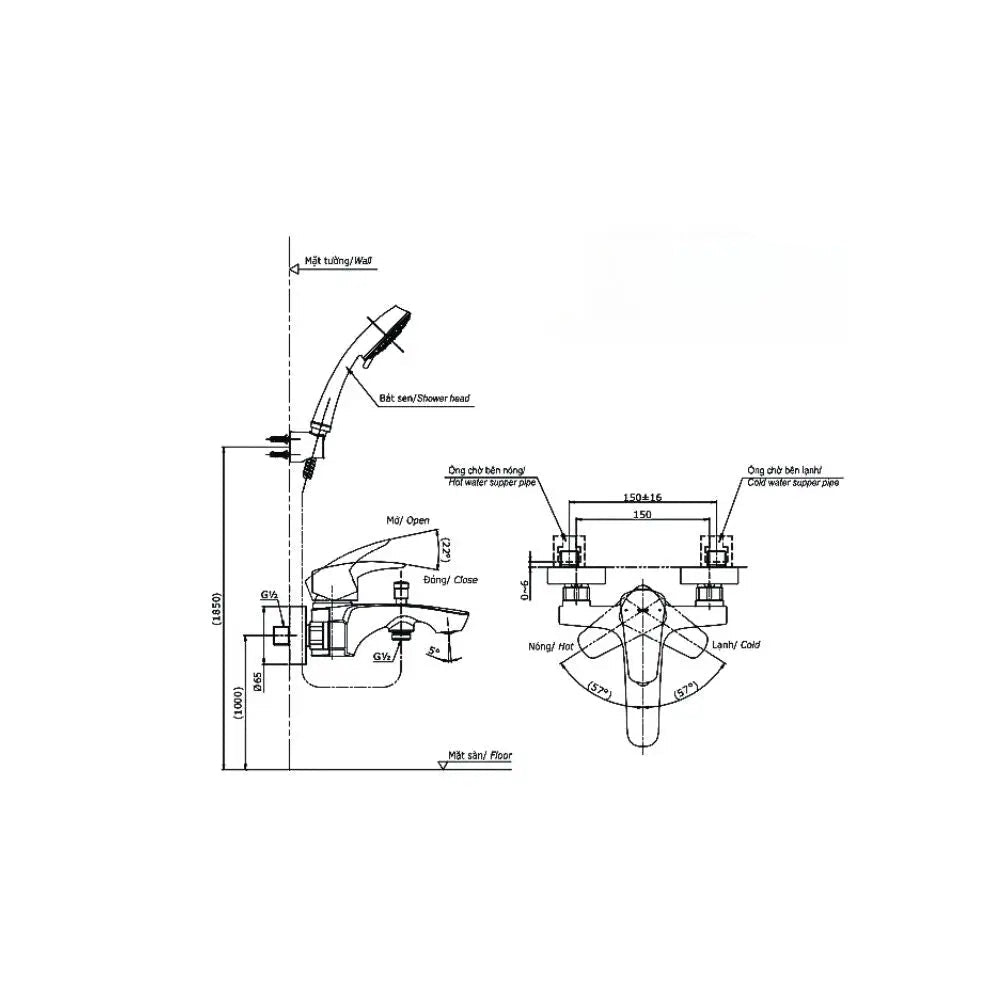 Bộ sen tắm nóng lạnh GM TBG09302VA TBW01010A | Thiết Bị Vệ Sinh TOTO