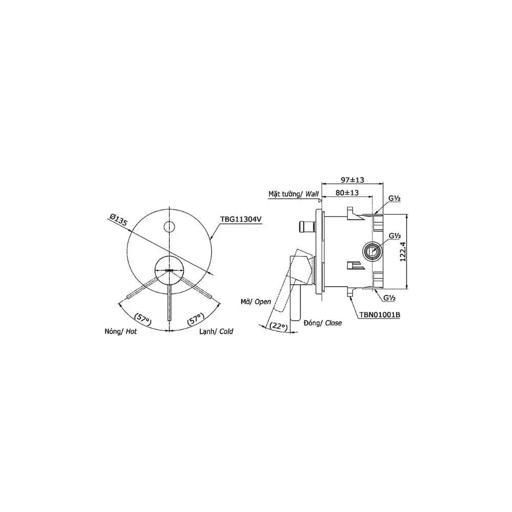 Van gật gù điều chỉnh GF TBG11304VA TBN01001B | Thiết Bị Vệ Sinh TOTO