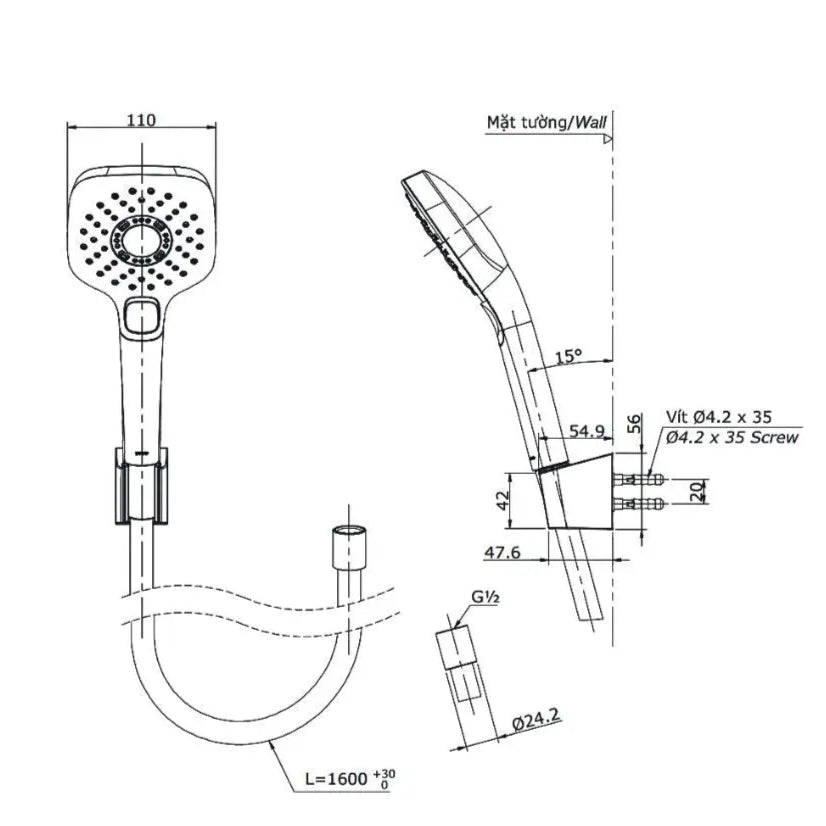 Bộ sen tắm nóng lạnh LB TBS01302V TBW02006A | Thiết Bị Vệ Sinh TOTO