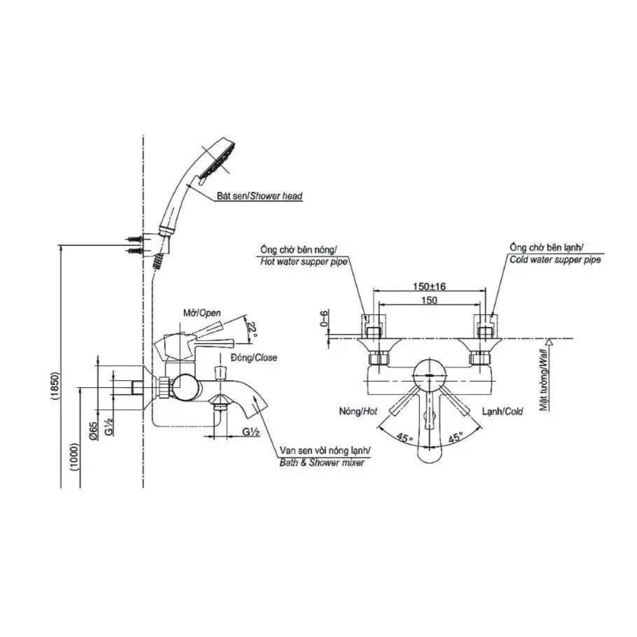 Bộ sen tắm nóng lạnh LN TBS02302V DGH108ZR | Thiết Bị Vệ Sinh TOTO