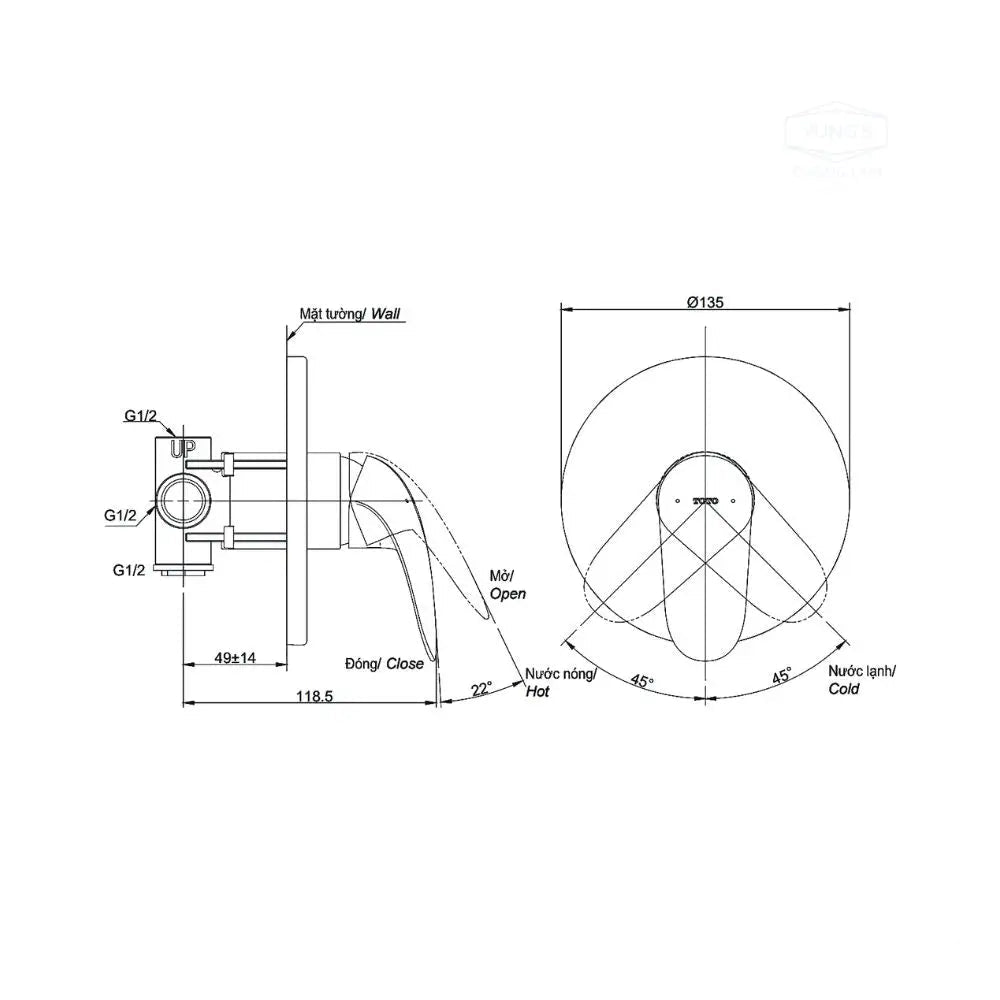 Van gật gù điều chỉnh nóng lạnh LC TBS03303B | Thiết Bị Vệ Sinh TOTO
