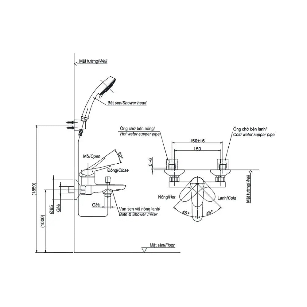 Bộ sen tắm nóng lạnh LF TBS04302V DGH108ZR | Thiết Bị Vệ Sinh TOTO