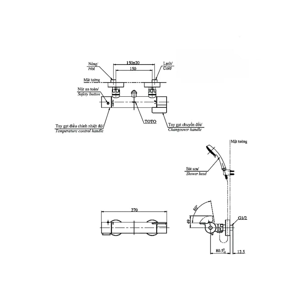 Sen tắm nhiệt độ TBV03431V | Thiết Bị Vệ Sinh TOTO