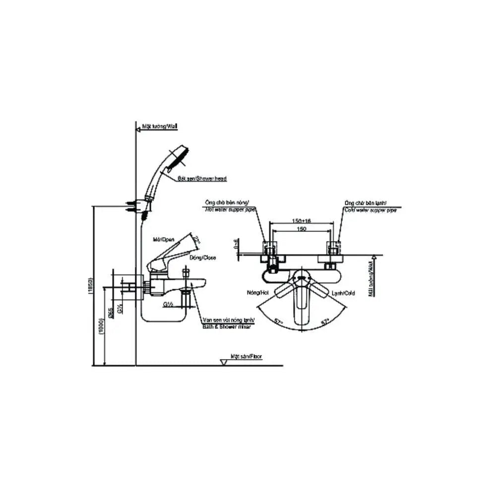 Bộ sen cây TBW01002BA TBG03302V TBW01010A | Thiết Bị Vệ Sinh TOTO