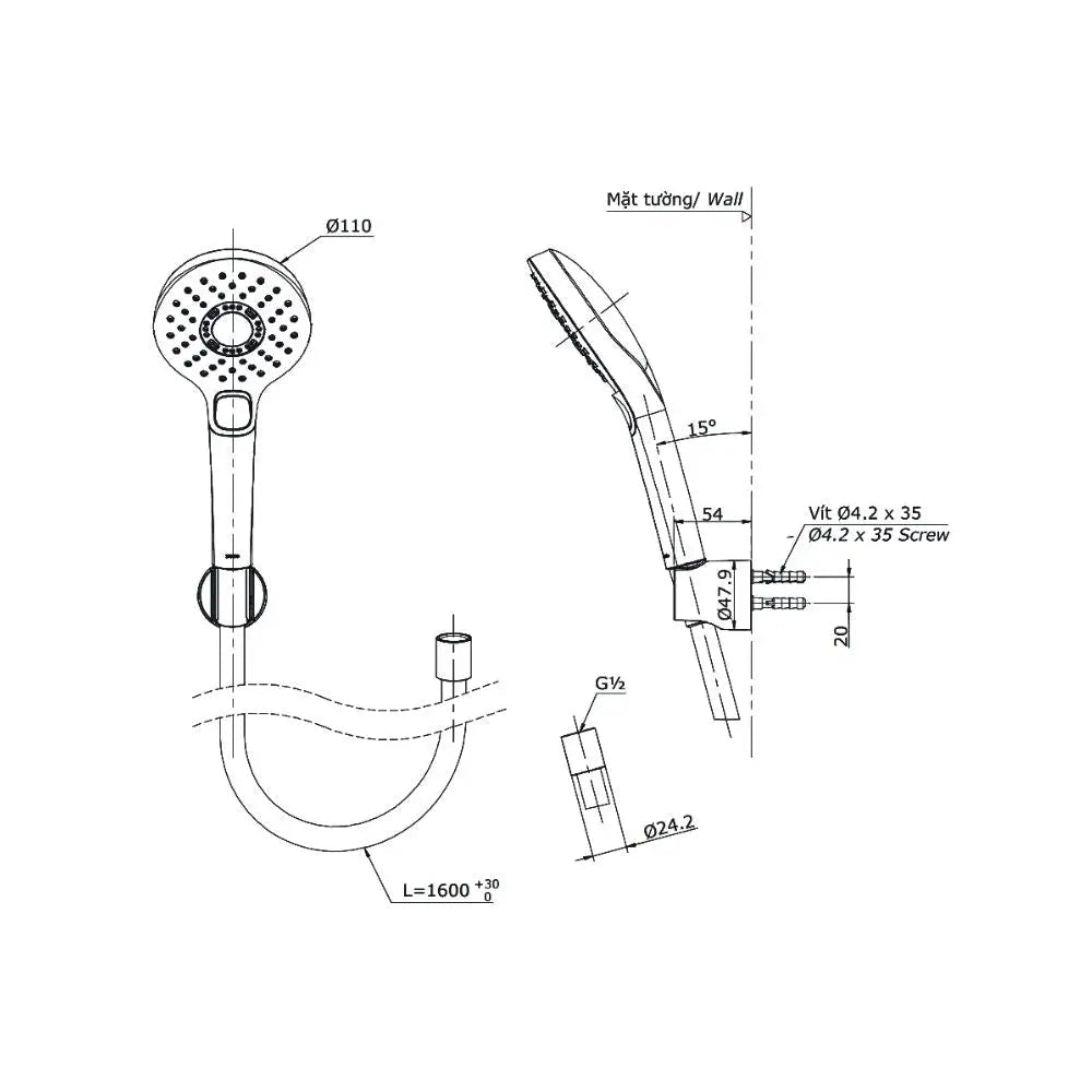 Bộ sen cây TBW01002BA TBG03302V TBW01010A | Thiết Bị Vệ Sinh TOTO