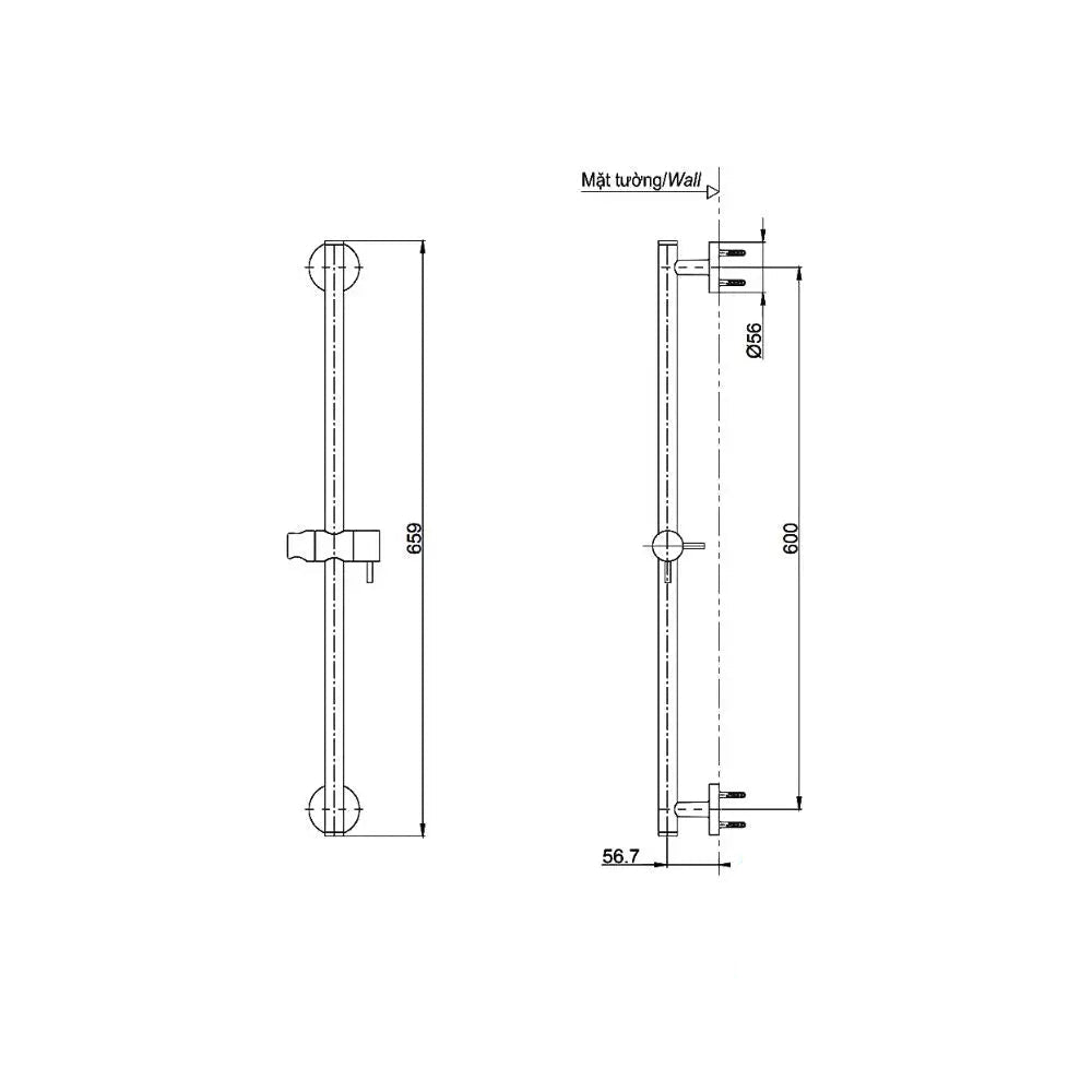 Thanh trượt sen tắm TBW01016B | Thiết Bị Vệ Sinh TOTO