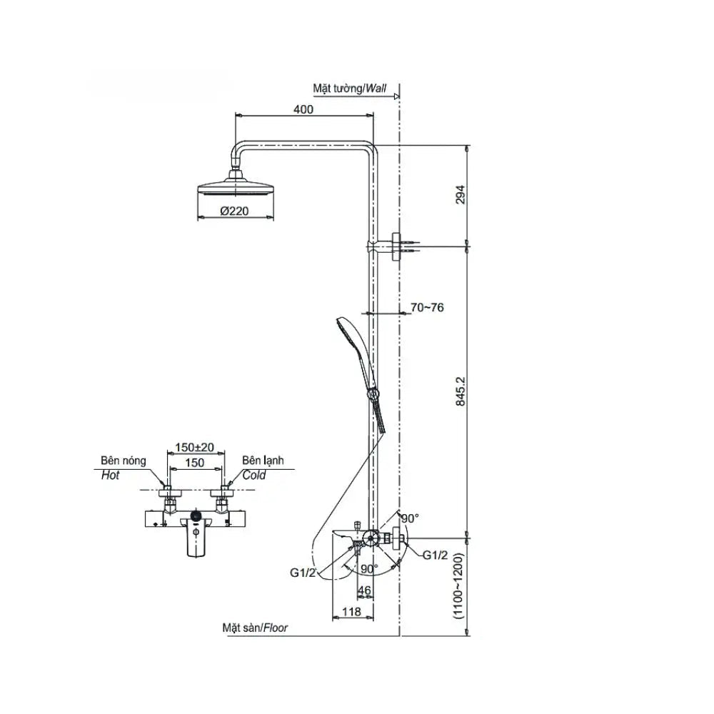 Sen cây nhiệt độ TBW01401BA TBW01401BB | Thiết Bị Vệ Sinh TOTO