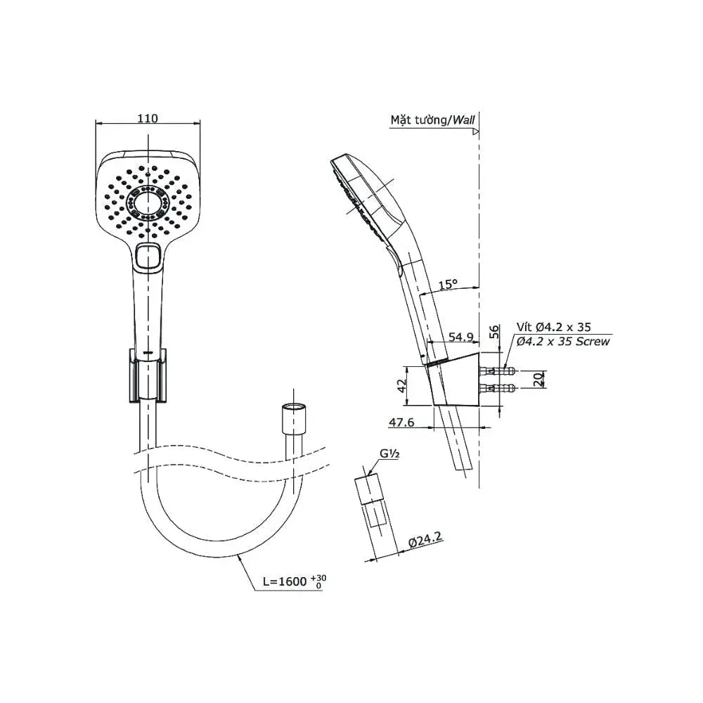 Bộ sen tắm nóng lạnh GR TBW02001BA TBG02302VA TBW02006A | Thiết Bị Vệ Sinh TOTO