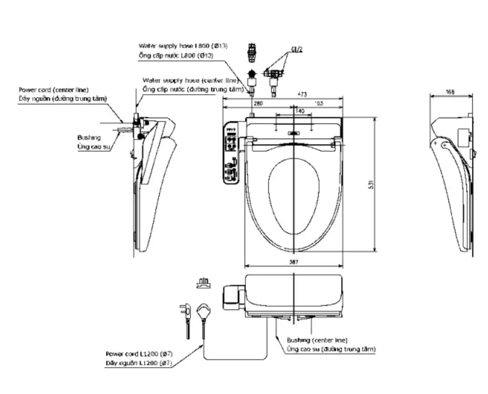 Tcf23710Aaa#Nw1 Nắp Rửa Điện Tử Washlet