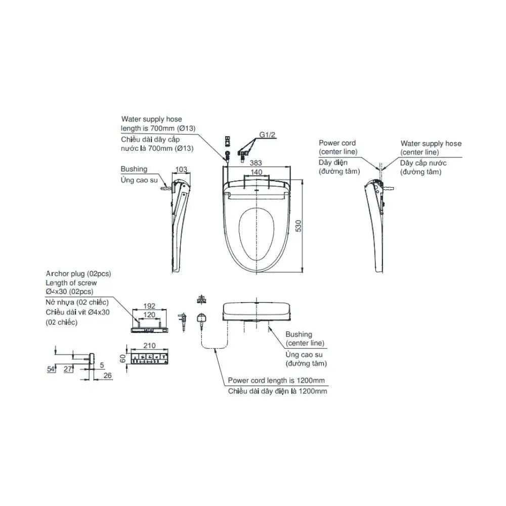Tcf47360Gaa Nắp Rửa Điện Tử Washlet