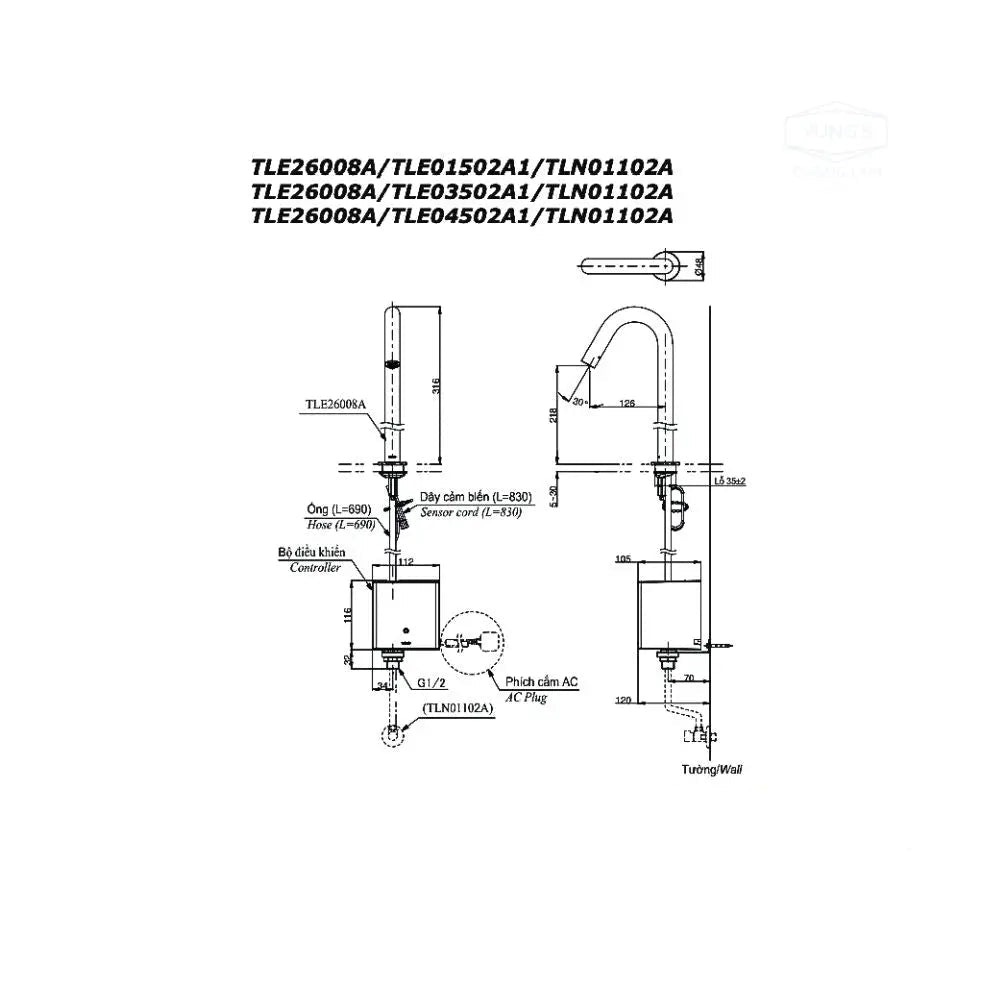 Vòi Lavabo cổ cao cảm ứng TLE26008A | Thiết Bị Vệ Sinh TOTO