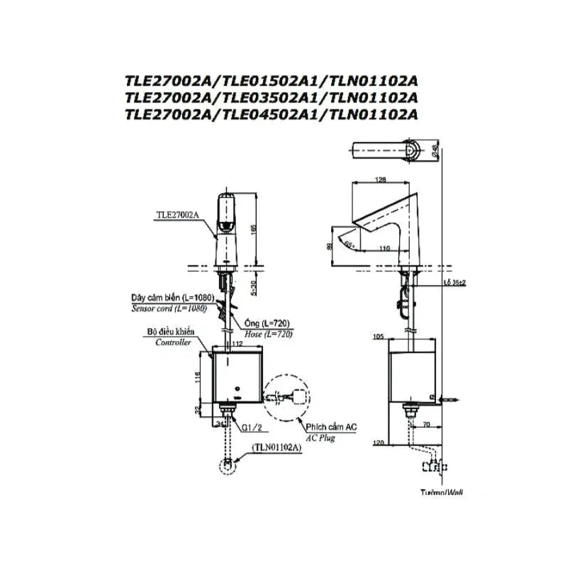 Vòi cảm ứng tự động TLE27002A TLE01502A1 TLN01102A | Thiết Bị Vệ Sinh TOTO