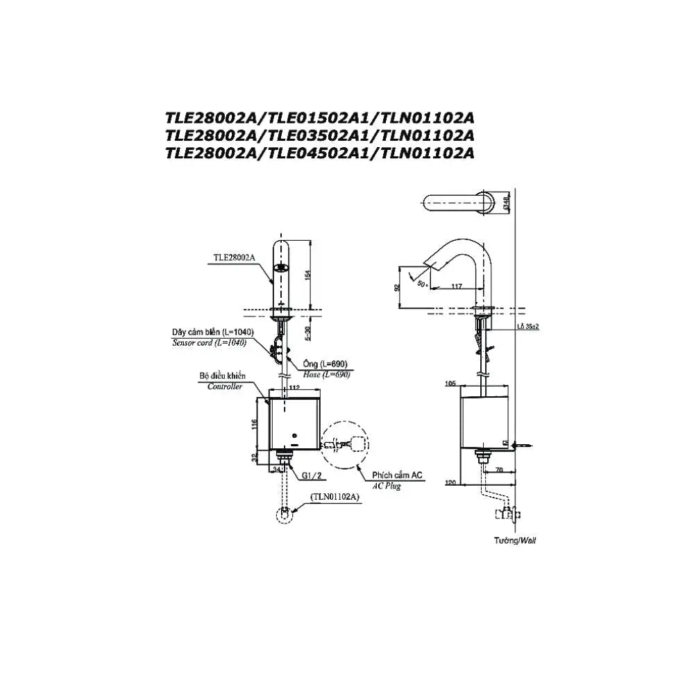 Vòi cảm ứng tự động TLE28002A TLE01502A1 TLN01103A TLE05701A | Thiết Bị Vệ Sinh TOTO